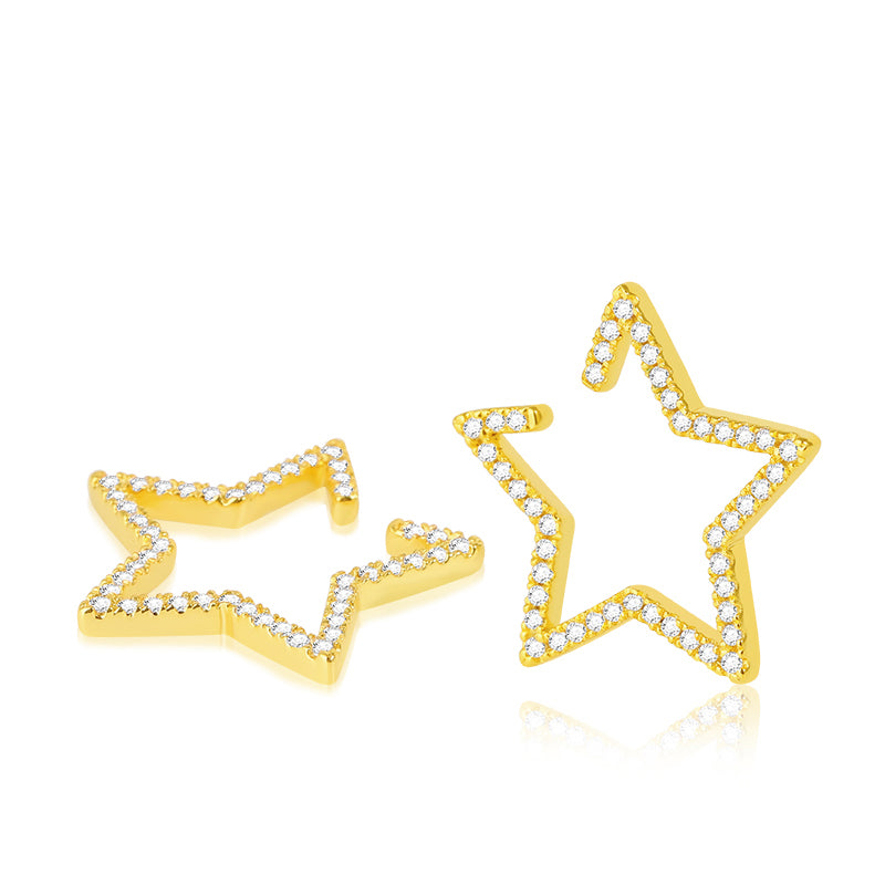 Star Hoop Ear Cuffs Crystal Zirconia Gold Plated_2