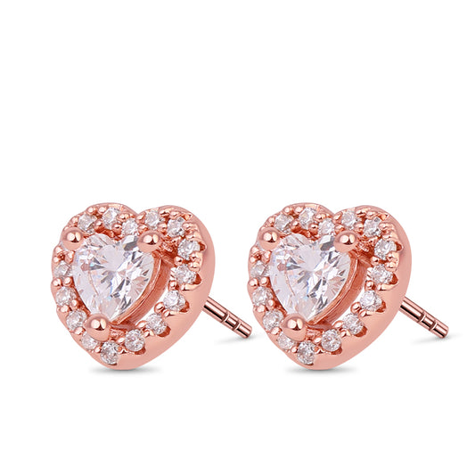 Heart Shape Stud Earring with Shiny Crystal Stone S925 Silver_1