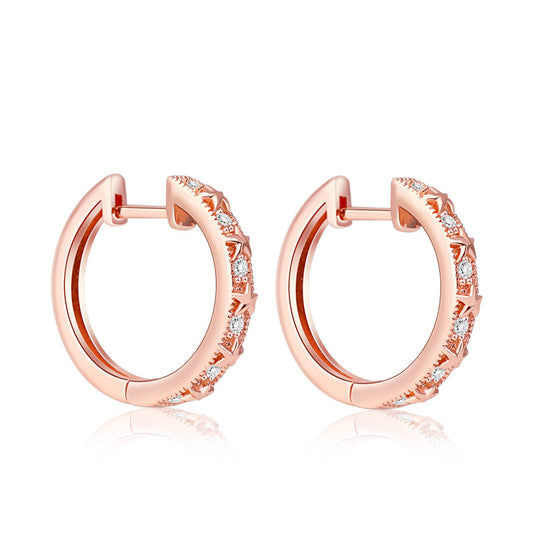 Star Hoop Earrings Rose Gold Plated 925 Sterling Silver_1