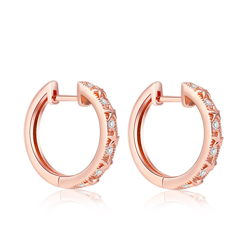 Star Hoop Earrings Rose Gold Plated 925 Sterling Silver_1