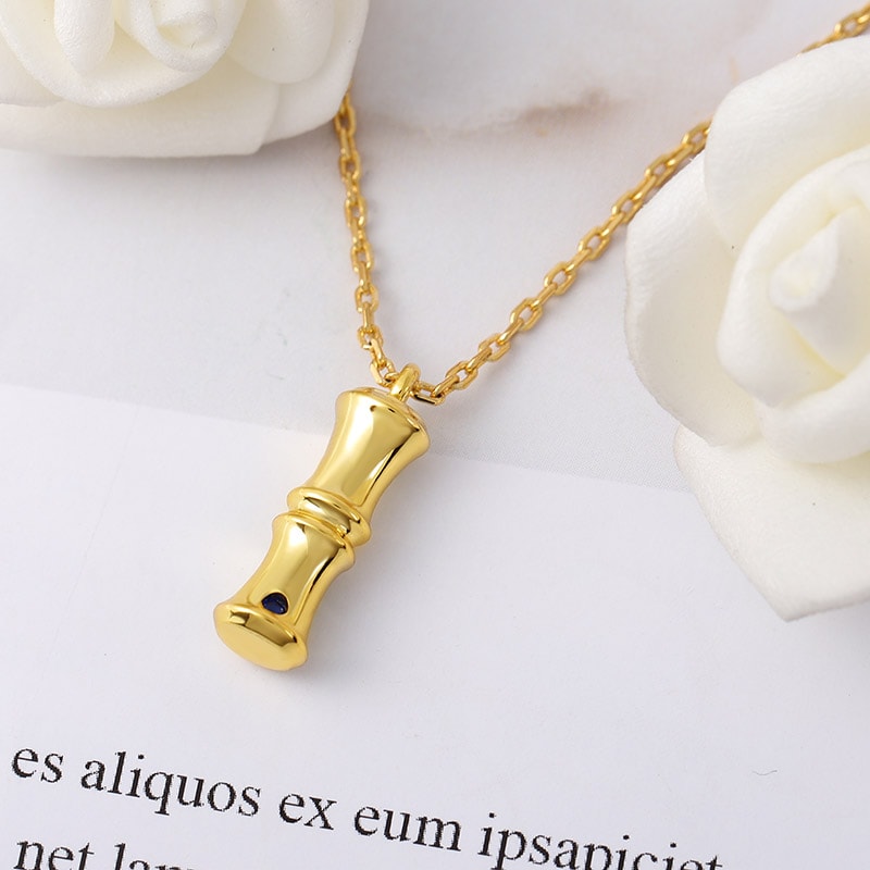 Letter I Pendant Bamboo Initial Necklace Adjustable Chain Length 18k Gold Plated 925 Sterling Silver_3