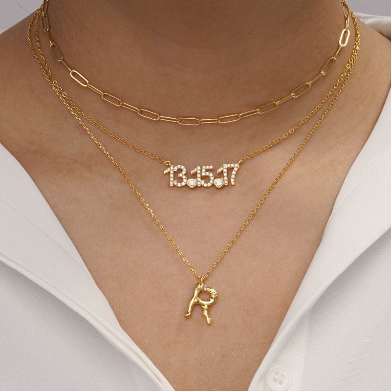 Letter R Pendant Bamboo Initial Necklace Adjustable Chain Length 18k Gold Plated 925 Sterling Silver_5