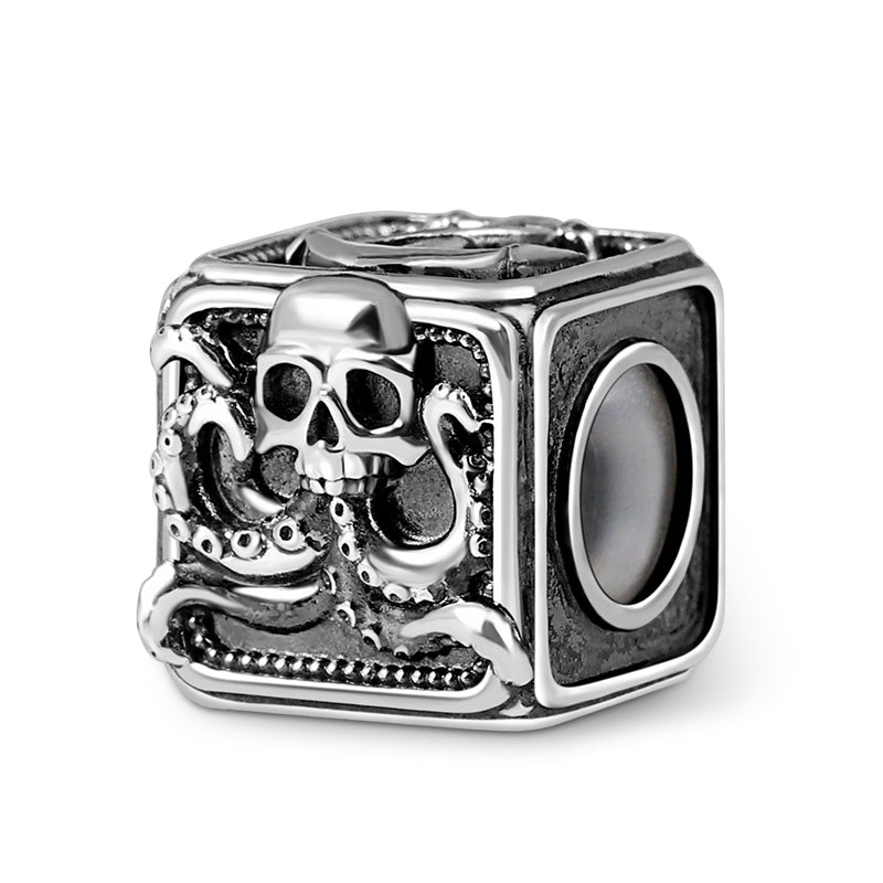 Crusu Men's Vintage Bead S925 Sterling Silver with Gift Copper Black Leather Men's Bracelet Jewelry for Men_2