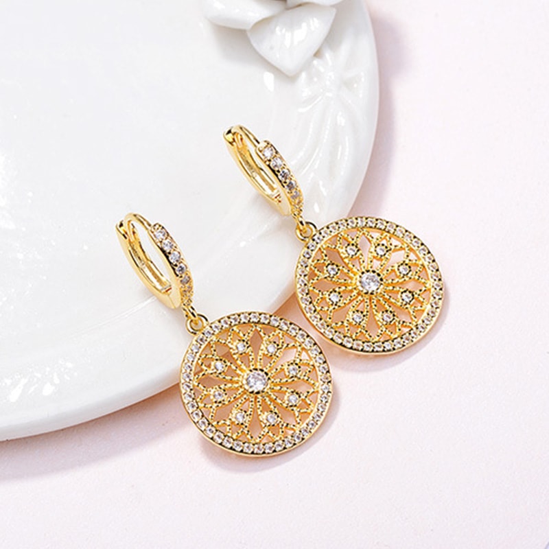 Dreamcatcher Dangle Earrings Gold Plated_2