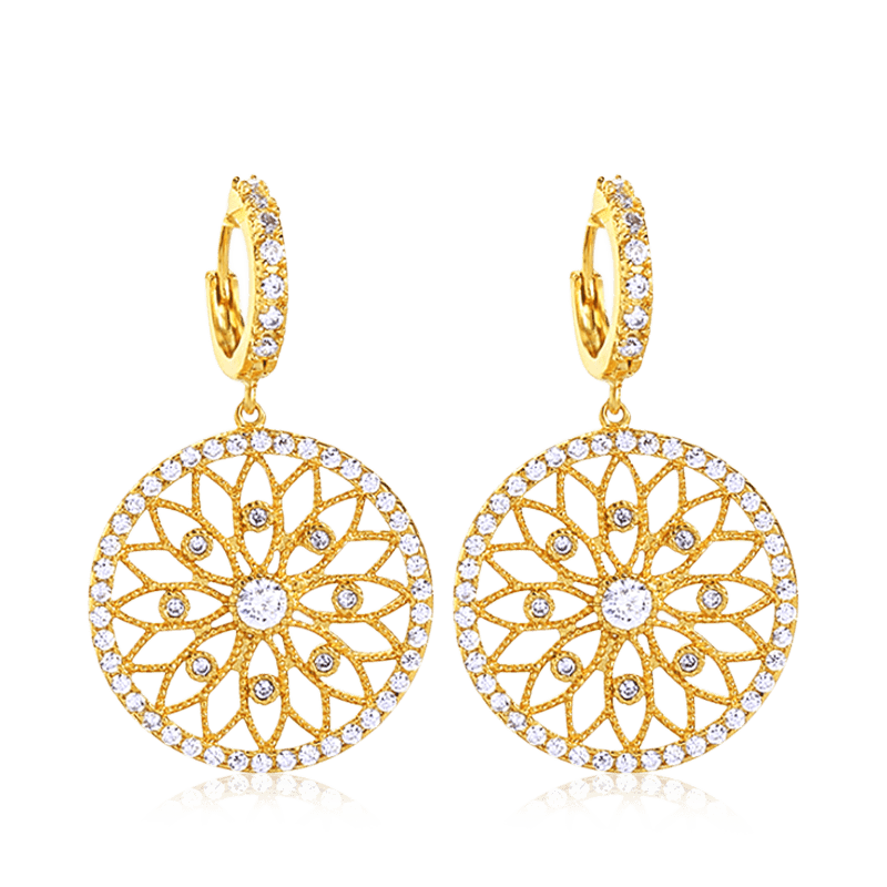Dreamcatcher Dangle Earrings Gold Plated_1