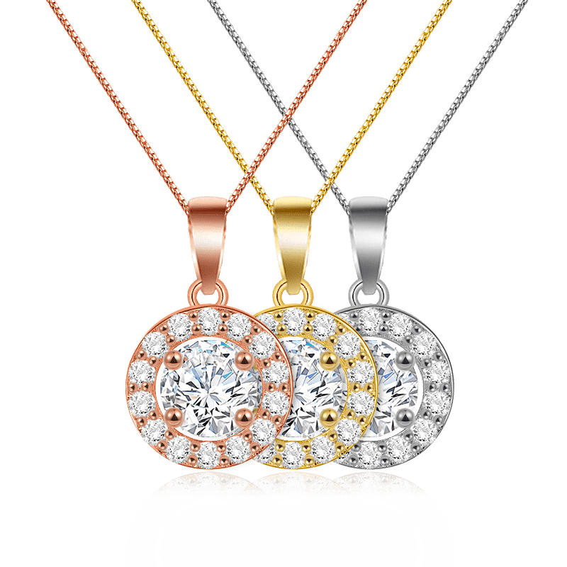 Round Stone Necklace Cross Chain_1