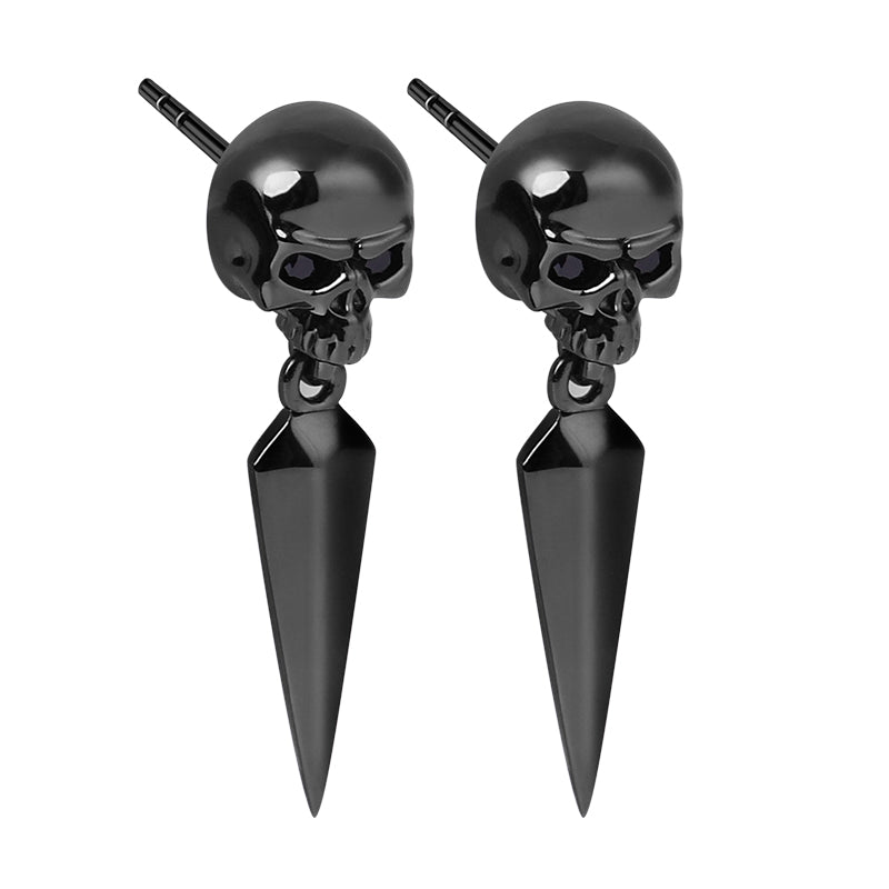 Skull Earrings with Black Plated 925 Sterling Silver_2
