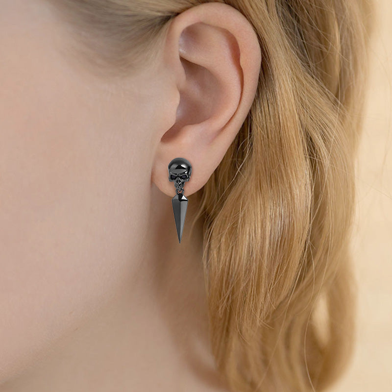 Skull Earrings with Black Plated 925 Sterling Silver_3