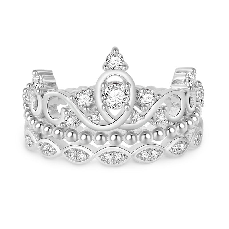 Princess Crown Ring Sterling Silver With Crystal Stones_1