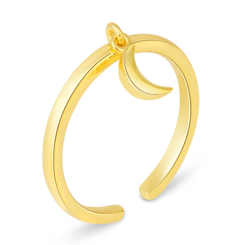 Crescent Moon Open Ring 18K Gold Plated Sterling Silver/14K Gold_2
