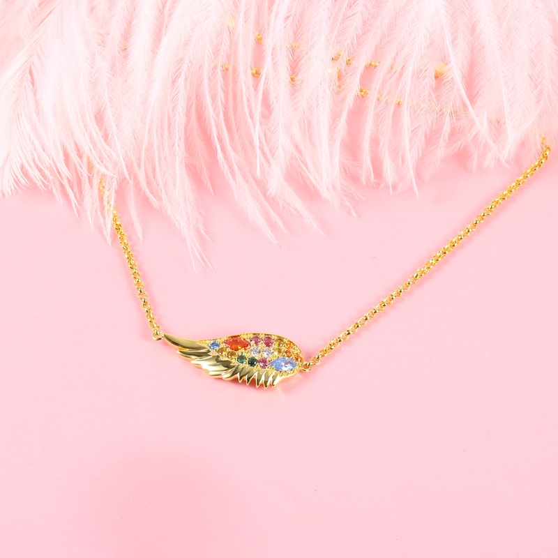 Multicolour Wings Bracelet Sterling Silver 18k Gold Plated with Multi-colored Stones_2