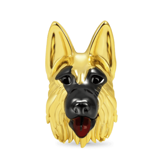 German Shepherd Charm Bead 18K Gold Plated 925 Sterling Silver_1
