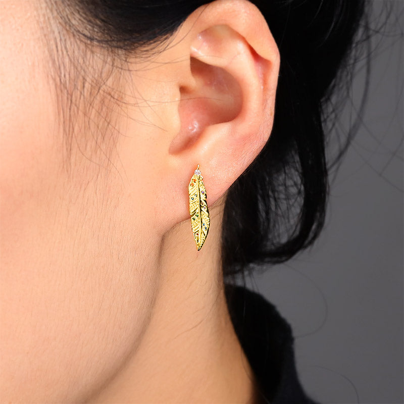 Feather Ear Studs Sterling Silver 18k Gold Plated_3
