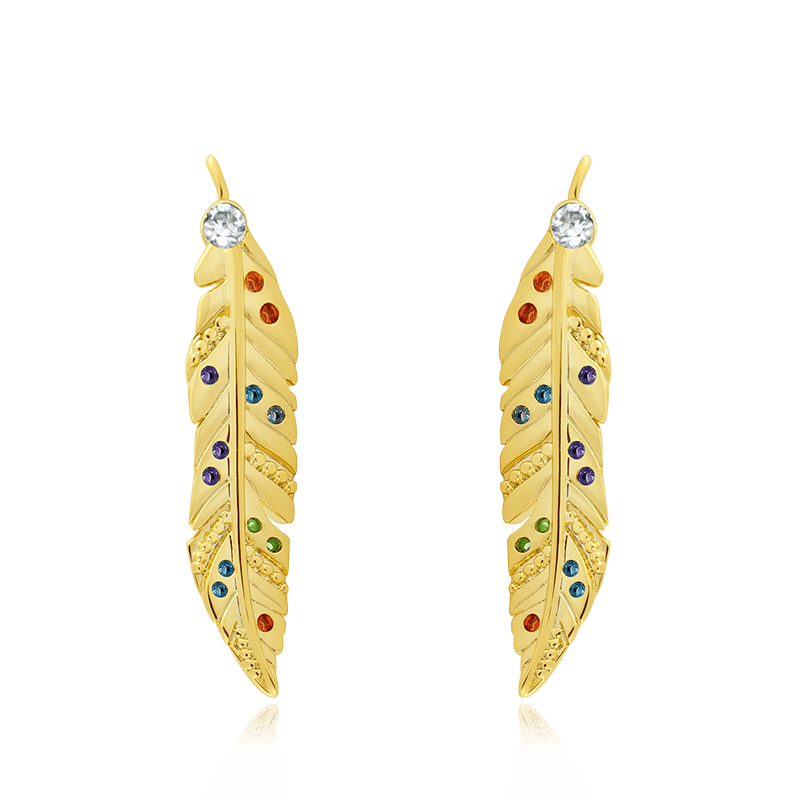 Feather Ear Studs Sterling Silver 18k Gold Plated_1