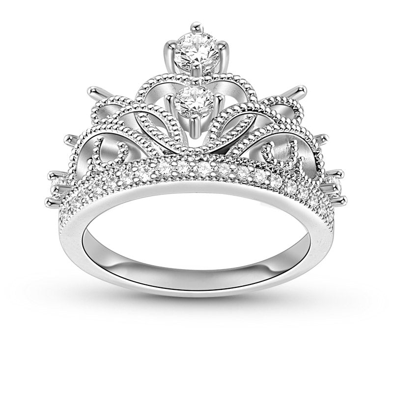 Women's Ring Princess Tiara Crown Ring Party Jewelry Sterling Silver_1