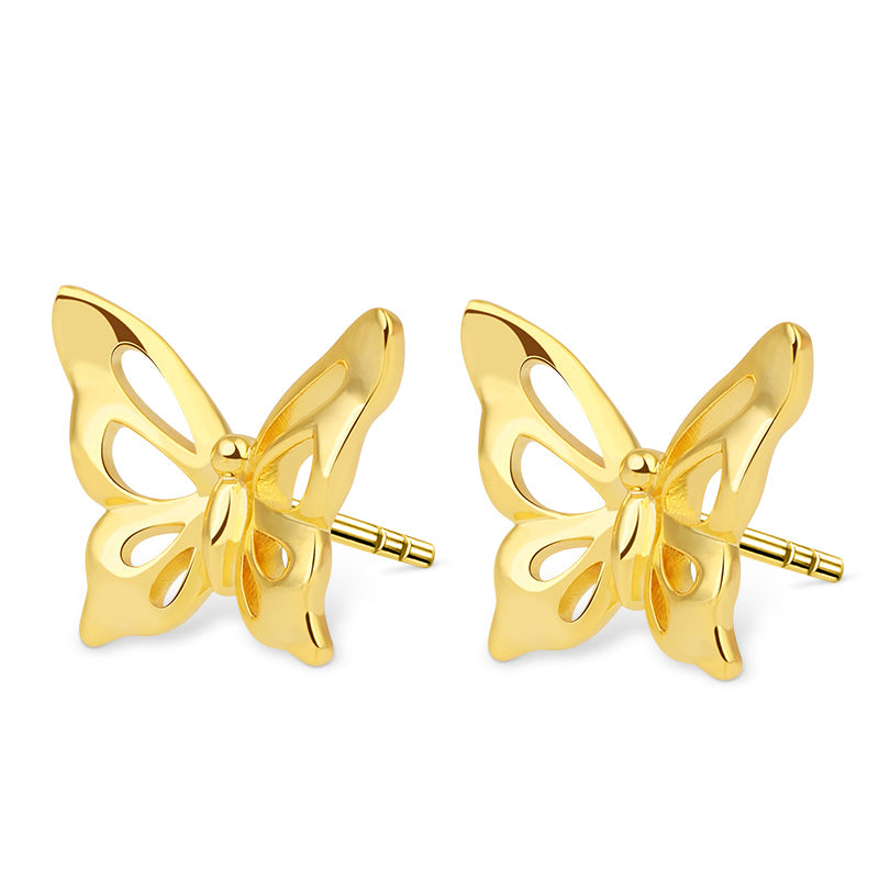 Dancing Butterfly Stud Earring 18K Gold Plated 925 Sterling Silver/14K Gold_1