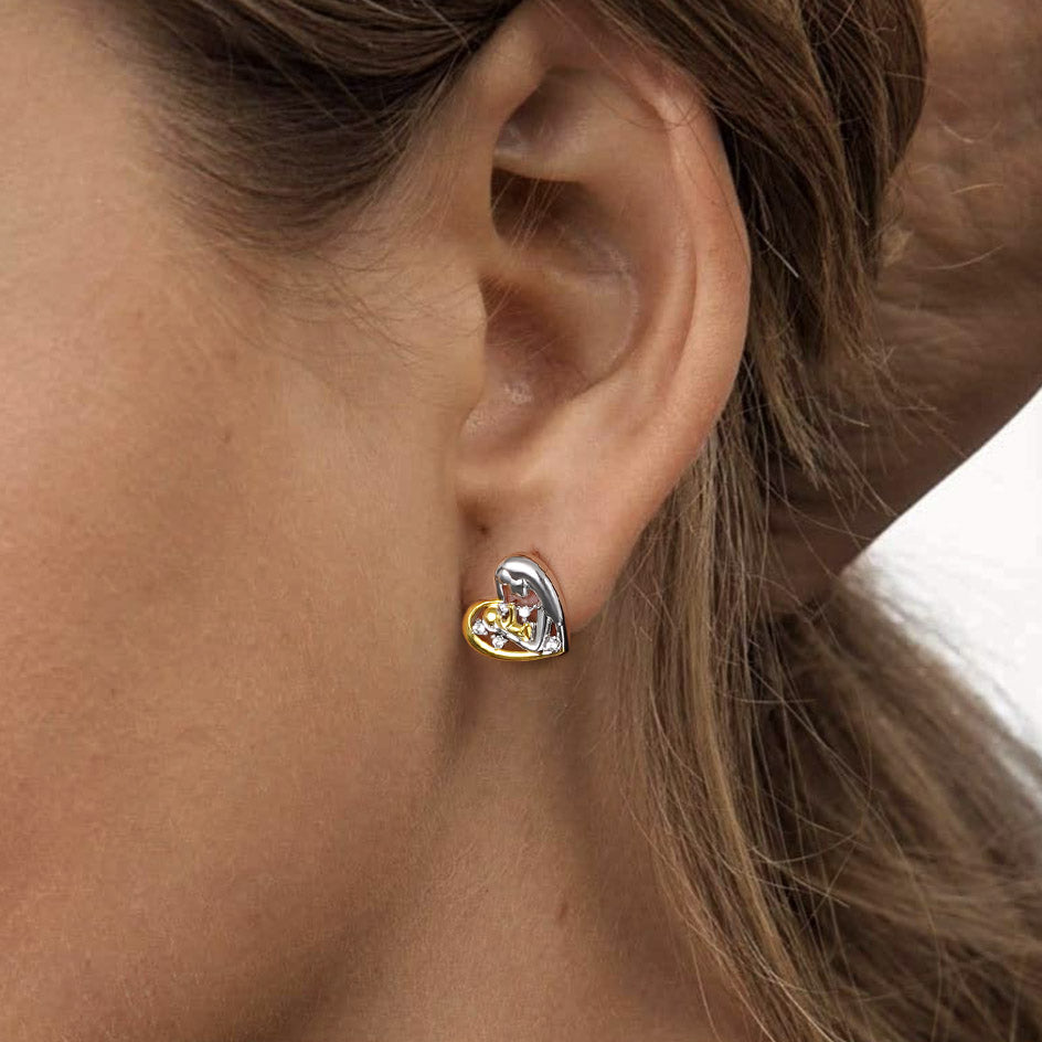 Mom Hugs Baby Ear Studs 925 Sterling Silver 18k Gold Plated Mother's Day Gift_4