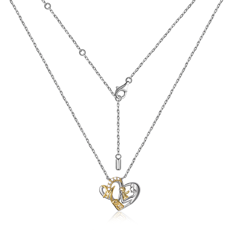 Mom Hugs Baby Necklace Sterling Silver 18K Gold Plated Mother's Day Gift_2