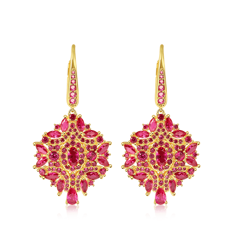 Dreamcatcher Diamond Earrings with Gold Plated Brass_1
