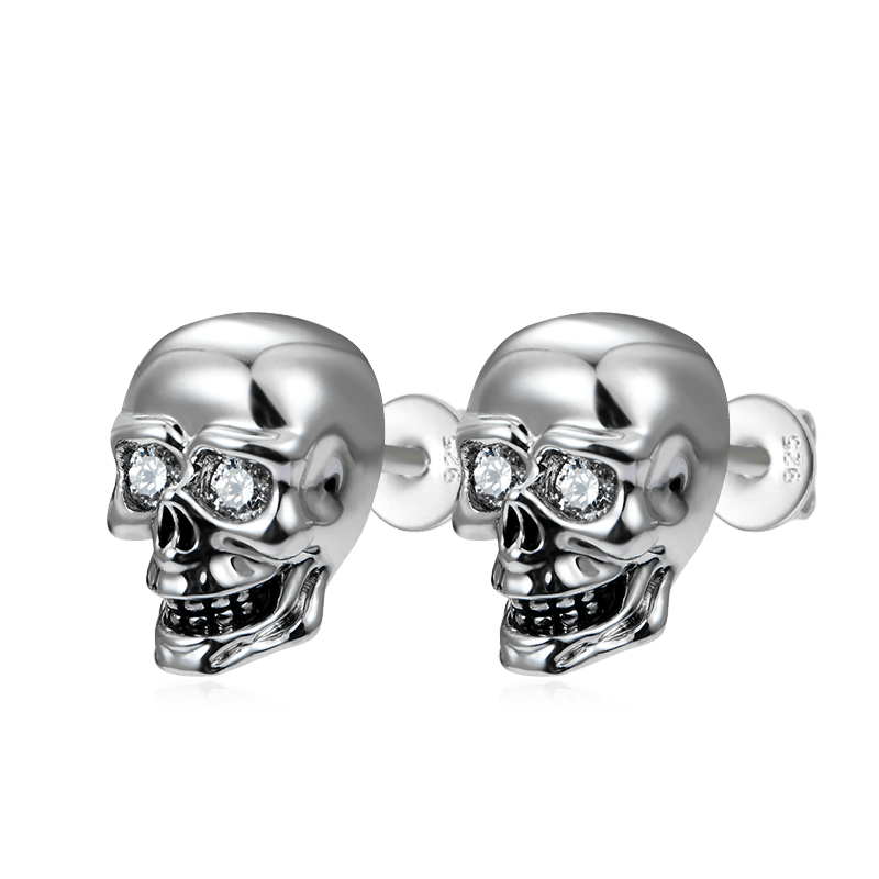 Silver Skull Studs with Sterling Silver_2