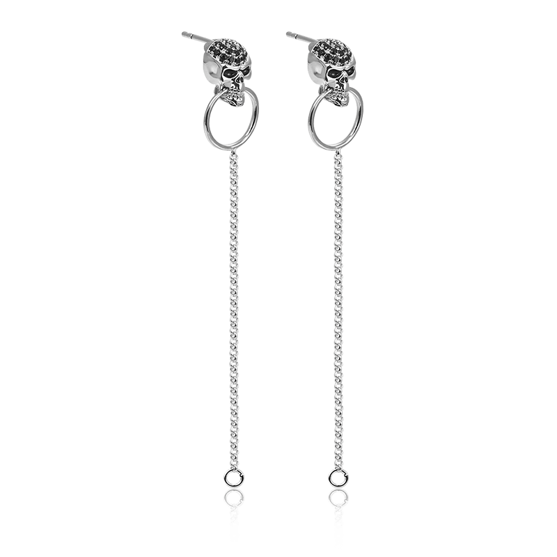 Skull Dangle Earrings with Sterling Silver_2