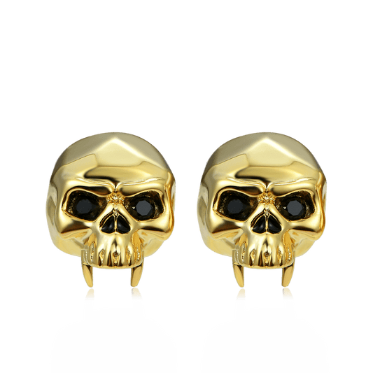 Golden Skull Studs 18k Gold Plated 925 Sterling Silver_1