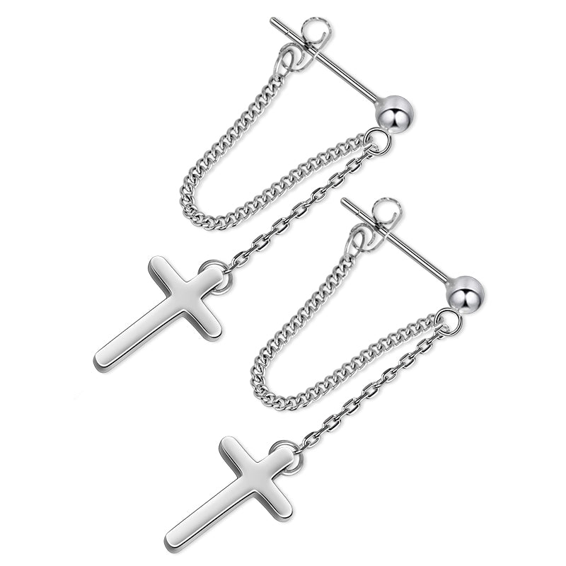 Cross Dangle Drop Earrings 925 Sterling Silver_3