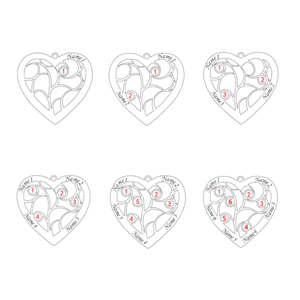 Gnoce "We support you forever" Sterling Silver Heart Family Tree Necklace Engraved with Name& Birthstones_4