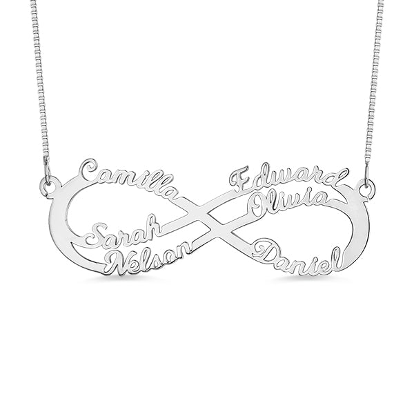 Gnoce "Out Of Love" Personalized 6 Names Infinity Symbol Necklace In Silver_3
