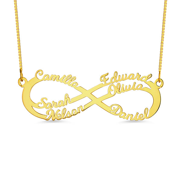 Gnoce "Out Of Love" Personalized 6 Names Infinity Symbol Necklace In Silver_2