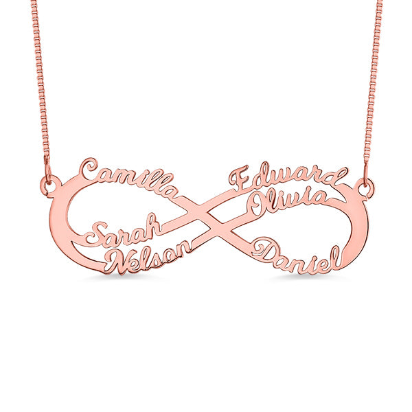 Gnoce "Out Of Love" Personalized 6 Names Infinity Symbol Necklace In Silver_1