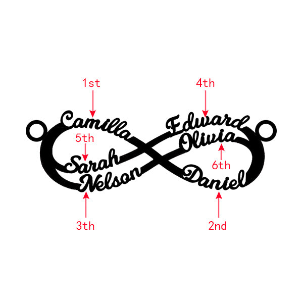 Gnoce "Out Of Love" Personalized 6 Names Infinity Symbol Necklace In Silver_4