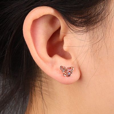 Pendientes De Botón De Mariposa