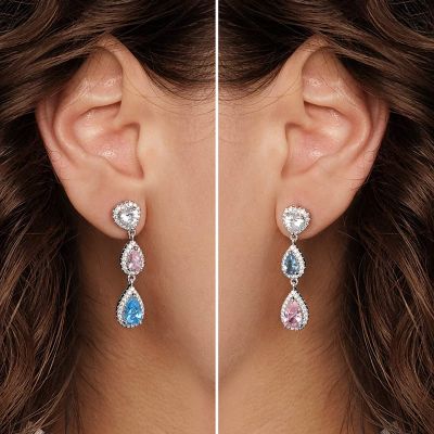 Cuelga Los Pendientes De Piedras Preciosas Azul Rosa