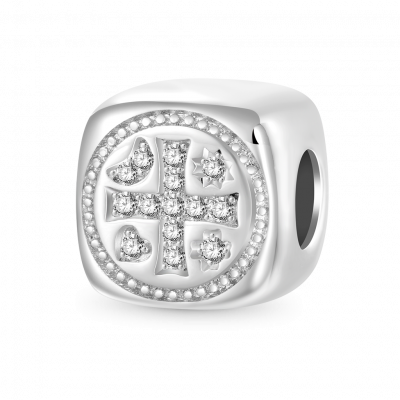 Charm Cruz Cuadrada Brillante