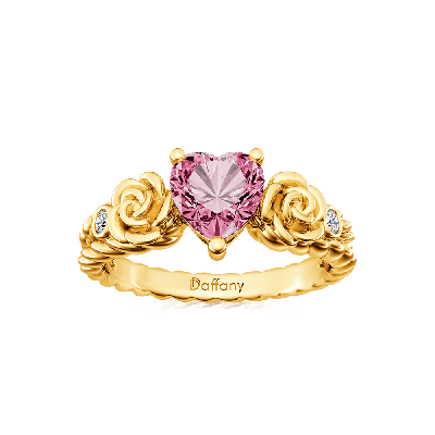 Anillo de Compromiso Corazón Rosa Flor