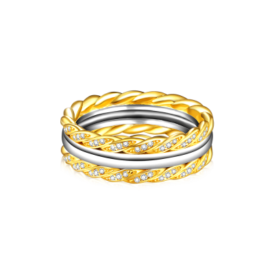 Anillo de Boda de Cuerda Torcida en Dos Tonos