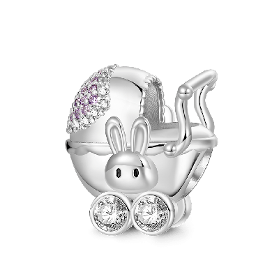 Charm de Carrito de Bebé Conejo