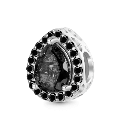 Charm Grabable Incrustado De Cuarzo De Cabello Negro