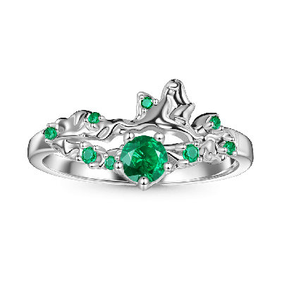 Anillo De Diamante Verde Musgo Elegante
