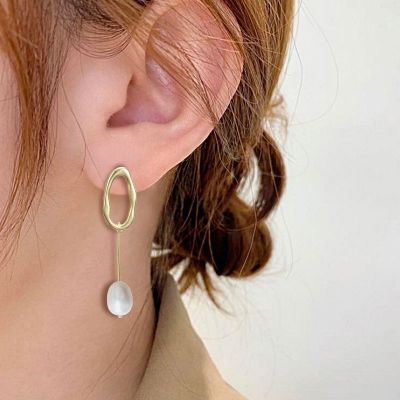 Pendientes colgantes de aro de perlas