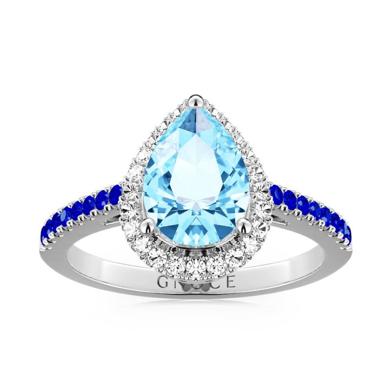 Gnoce Sparkling Blue Teardrop Promise Ring